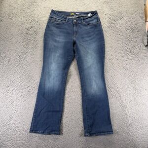 Lee Jeans Women 12 Blue Cotton Denim Bootcut Curvy Workwear Faded Travel Stretch
